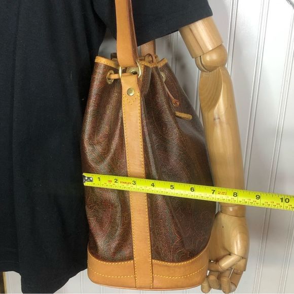 W ETRO Milano Red Paisley Drawstring Bucket Shoulder Bag Internal Zipper Pocket - Picture 11 of 17